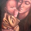 'Mother and Child' Oil on Canvas on board; framed 60x50 cms